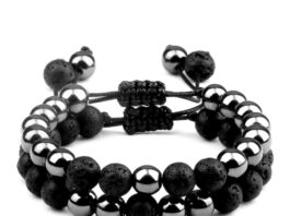 Hematite Black Lava Beaded